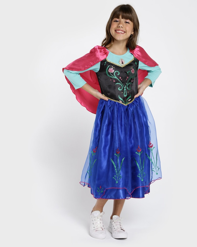 Riachuelo Fantasia Anna Frozen Infantil Com Capa Azul