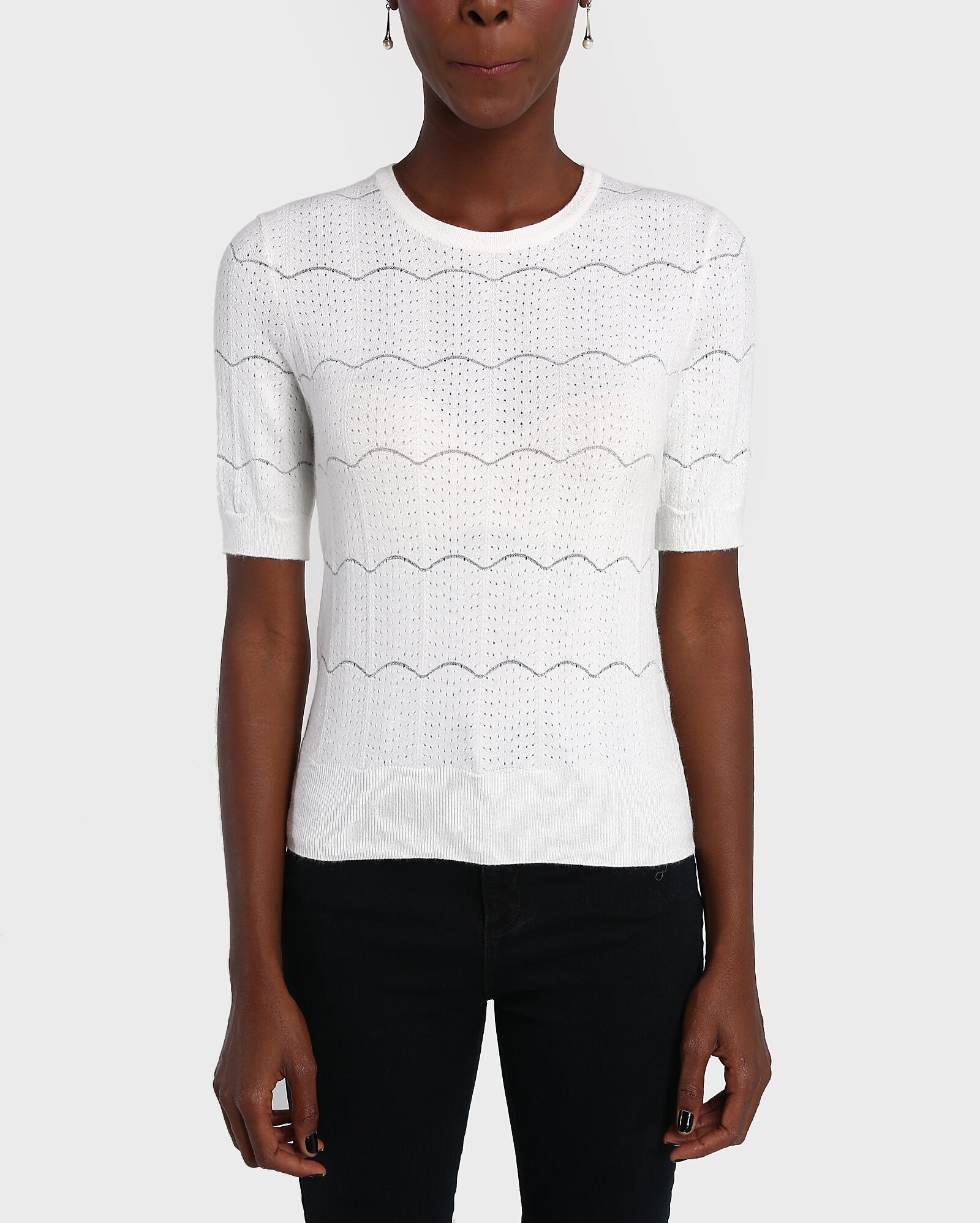 T-shirt Tricot Manga Curta Isaura - Minas Moda