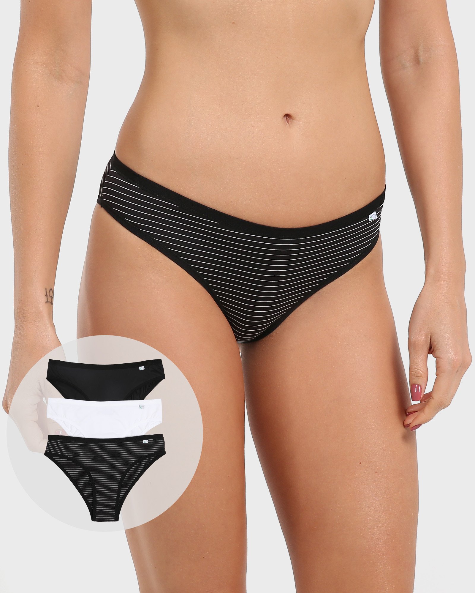 Kit Calcinha 3 Peças Biquini Delcotton - Multicor