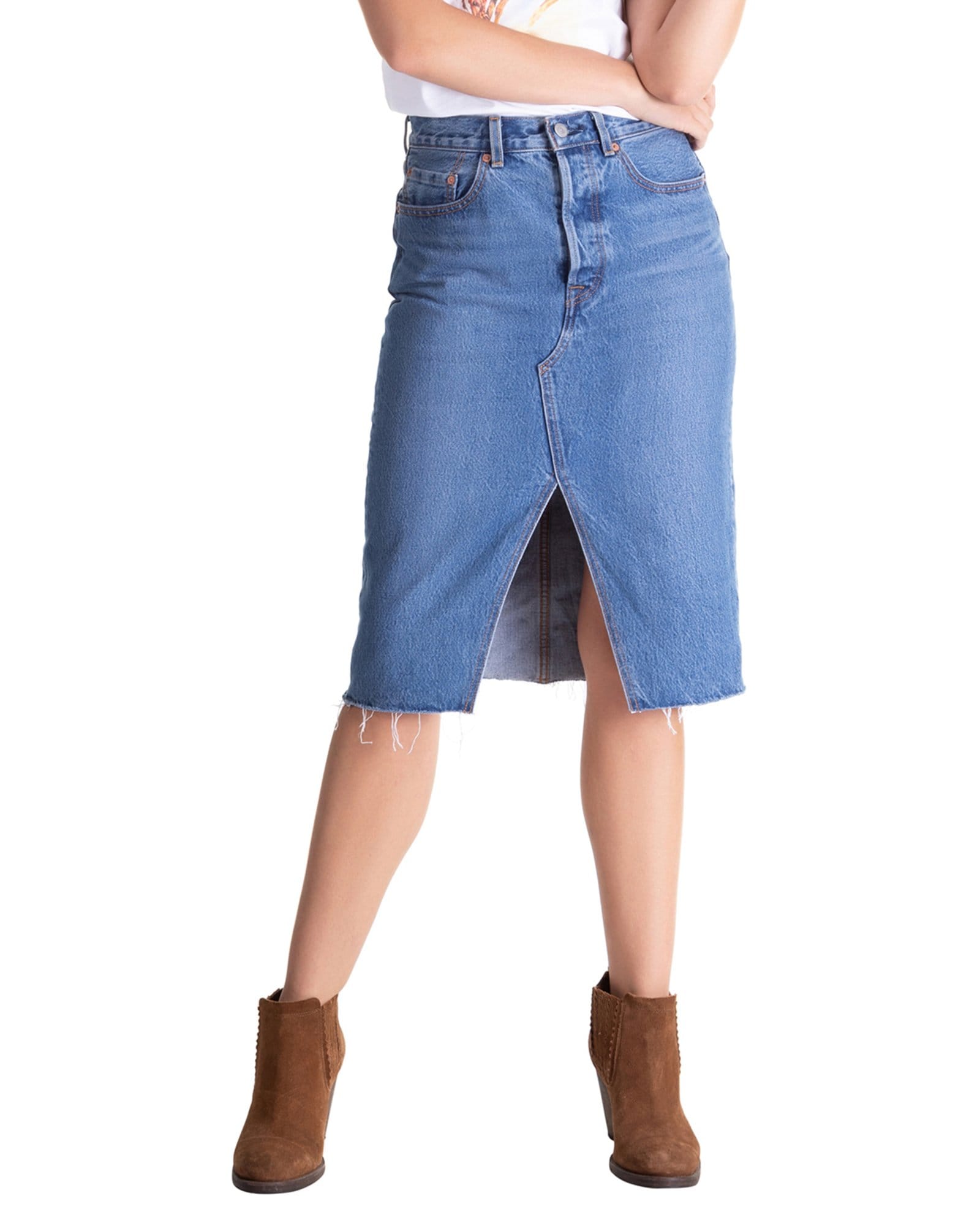 mini saia jeans levis