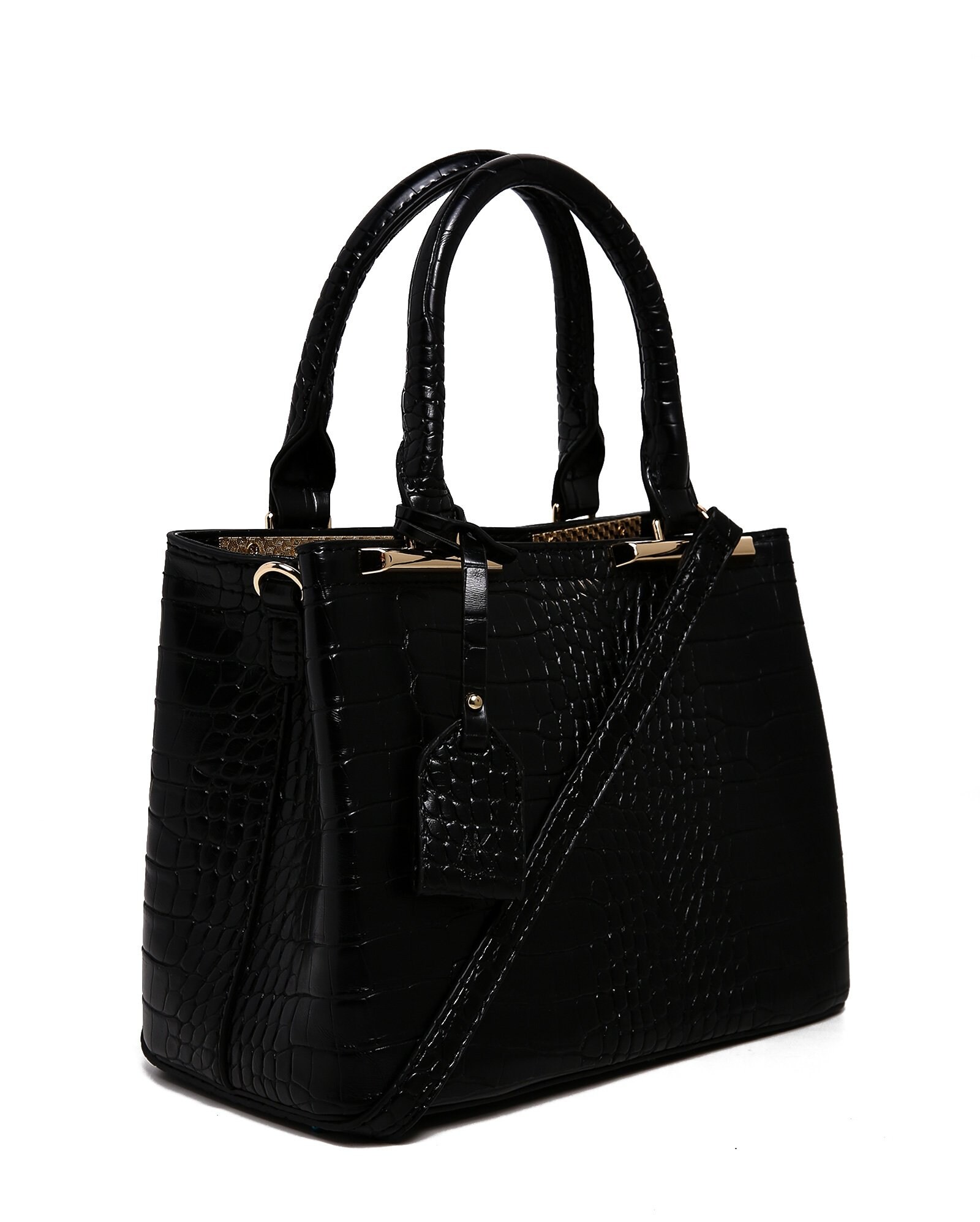 black patent tote bolsas