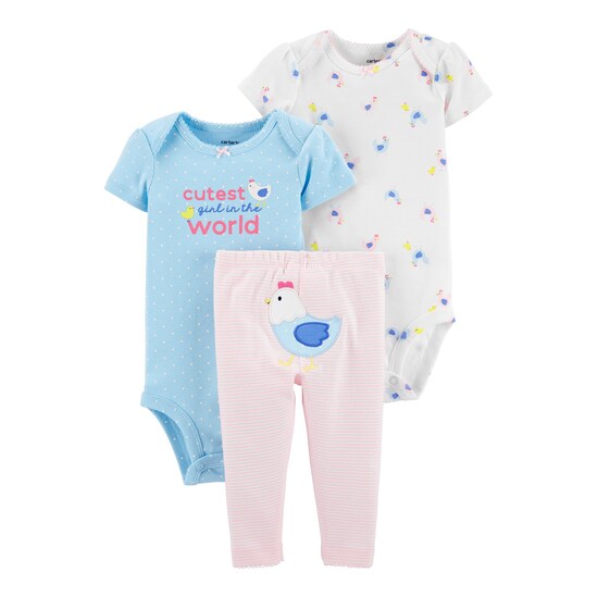 Conjunto 3 Peças Cutest Girl In The World Carter's - Azul Claro
