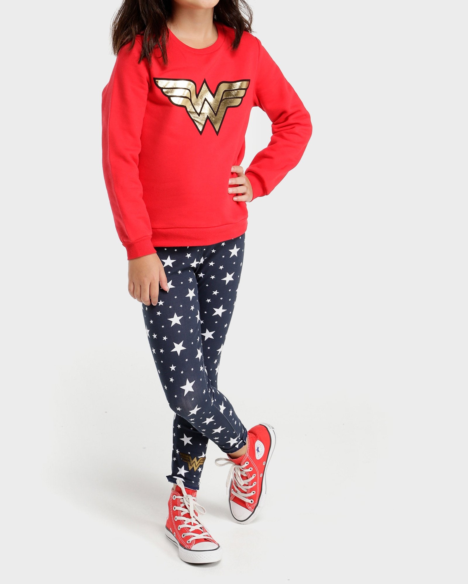 Riachuelo | Calça Legging Infantil Mulher Maravilha Azul Marinho Tam 4 a 12