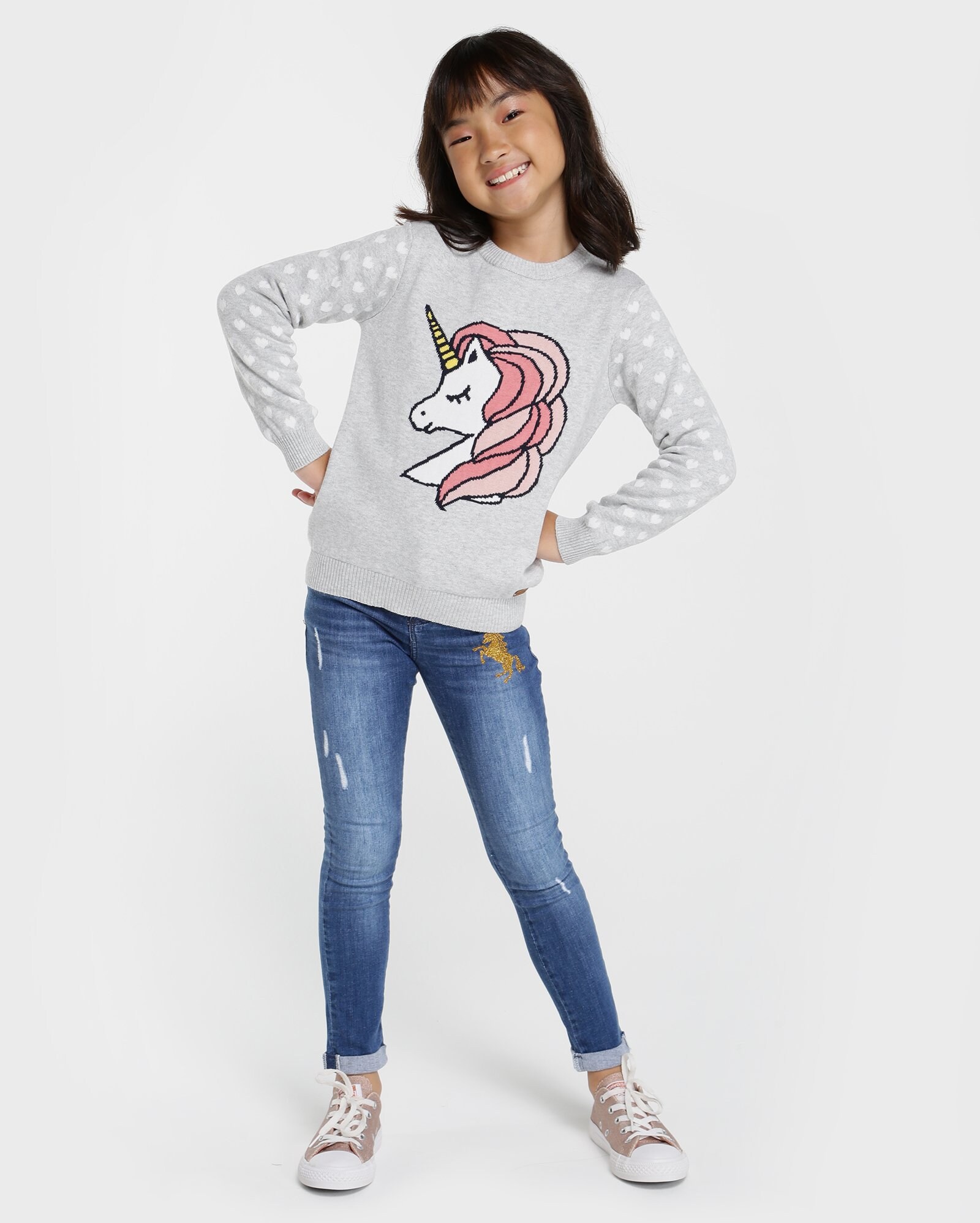 Riachuelo | Calça Jeans Infantil LYCRA® Estonada Unicórnio Tam. 4 a 10
