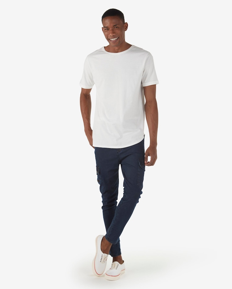 Riachuelo Calça Jeans Cenoura Bolsos Denim Escuro