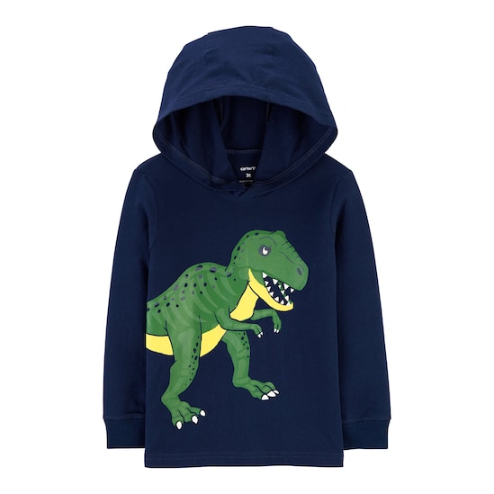 Blusa Manga Longa Dinossauro Capuz Carter's - Azul Marinho