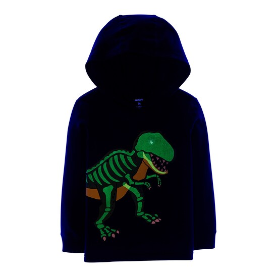 Blusa Manga Longa Dinossauro Capuz Carter's - Azul Marinho