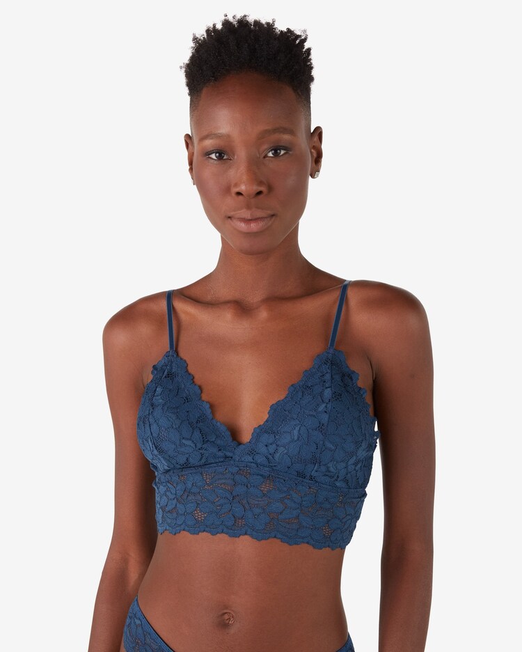 Riachuelo Sutiã Bralette Riachuelo Renda com LYCRA® Azul Petróleo
