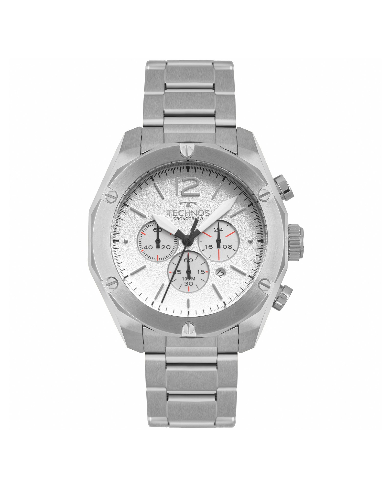 Relógio masculino 5atm technos prateado Clearance