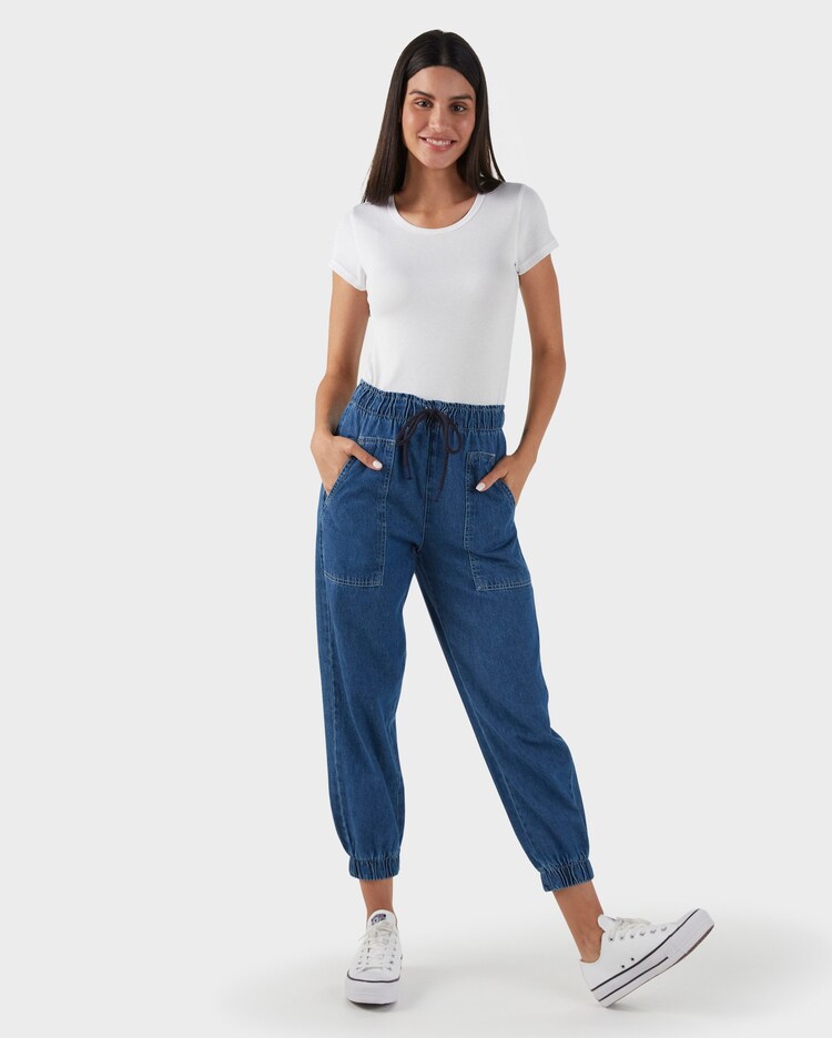 Riachuelo Calça Jeans Feminina Cargo Jogger Denim Médio Pool by
