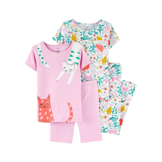Kit Pijama 4 Peças Floral Cat Carter's - Multicor