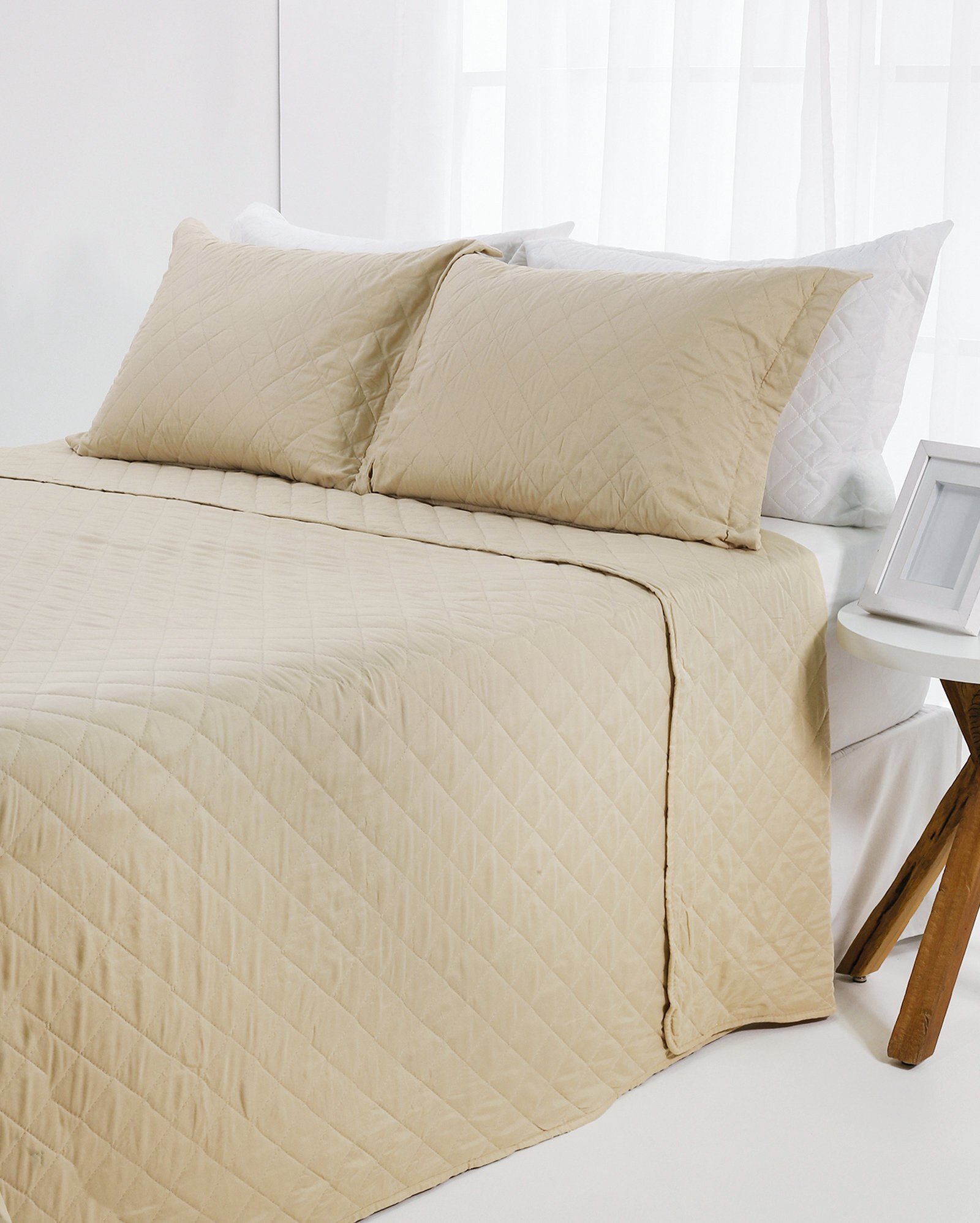 Riachuelo Kit Colcha King Lisa Matelada AK Home Bege