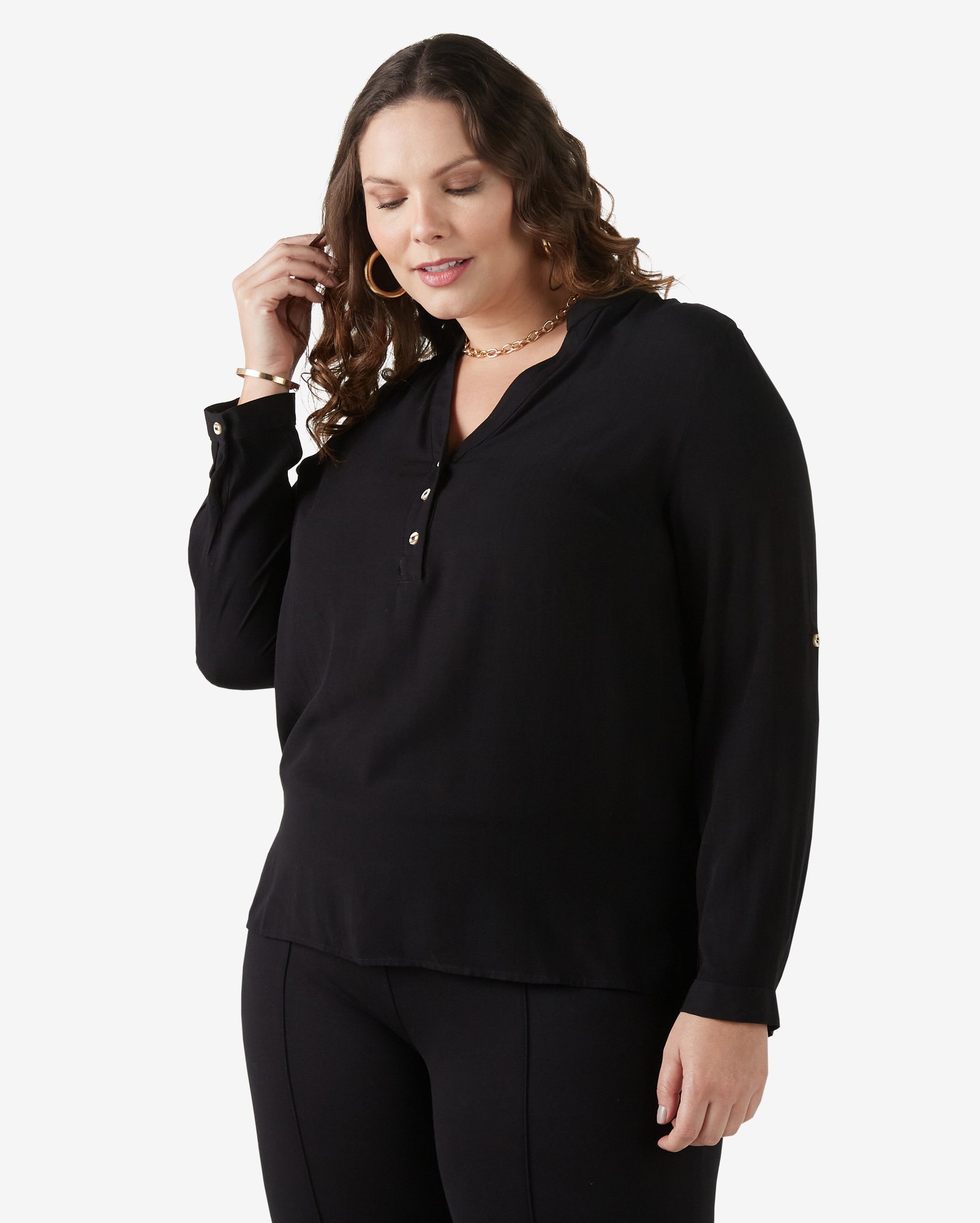 camisa feminina manga longa plus size