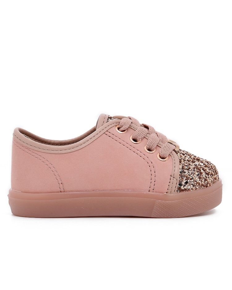 Riachuelo Tênis Casual Infantil Glitter Molekinha Rosa Antigo