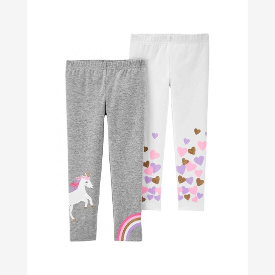 Kit Calça 2 Peças Unicórnio Carter's - Branco/Cinza