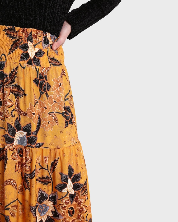 Riachuelo Saia Longa Feminina Estampada Amarelo AK by Riachuelo