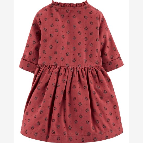 Vestido Manga Longa Floral - Rosa Avermelhado