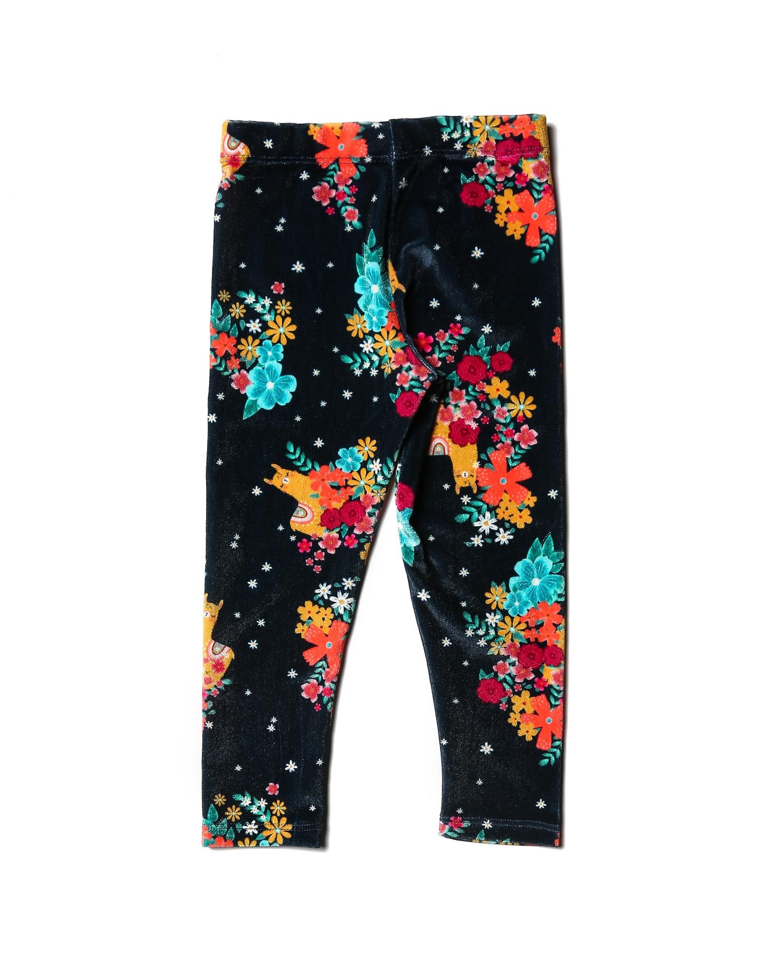 Riachuelo Calça Legging Aveludada Floral Azul Marinho