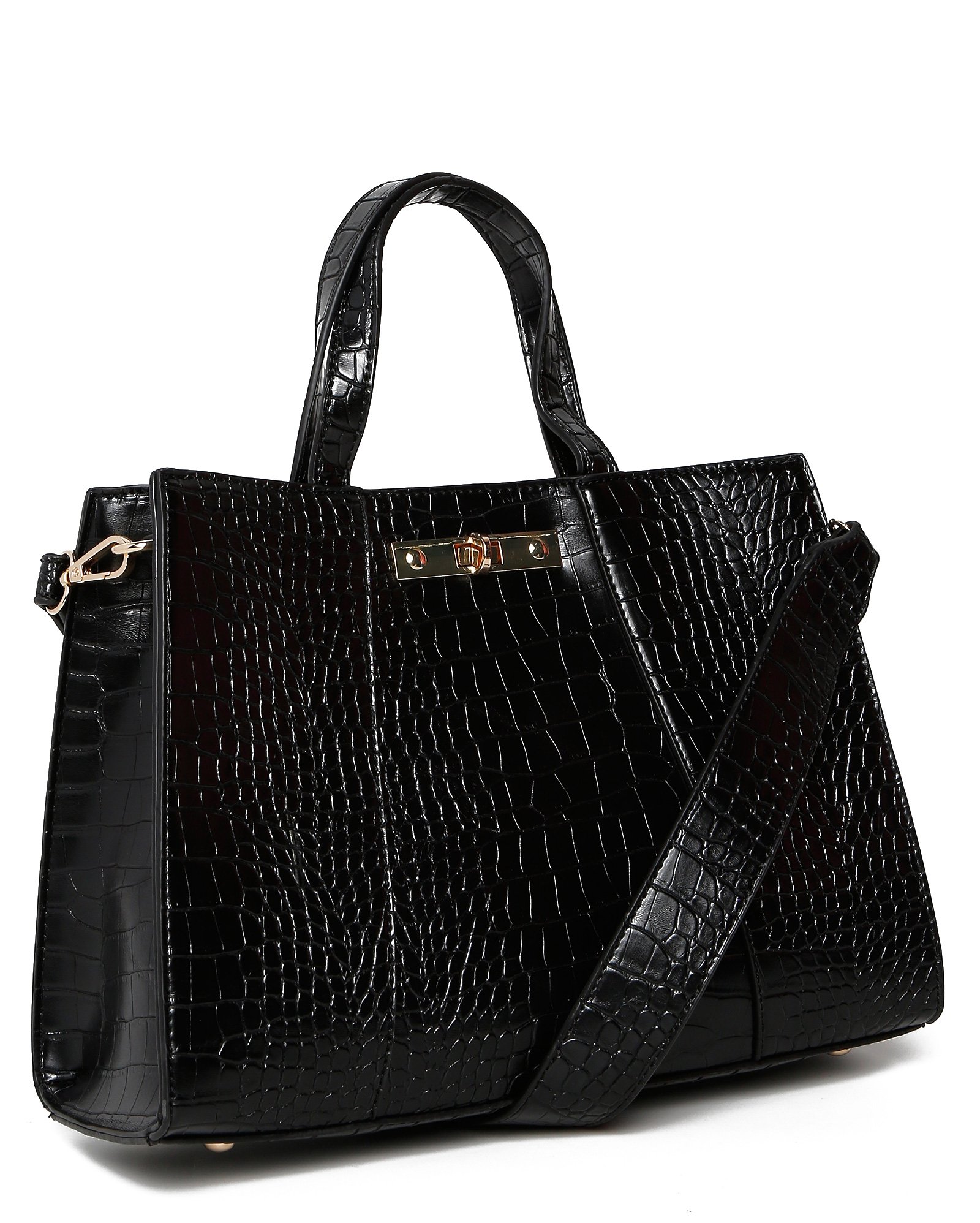 river island black embossed bolsa