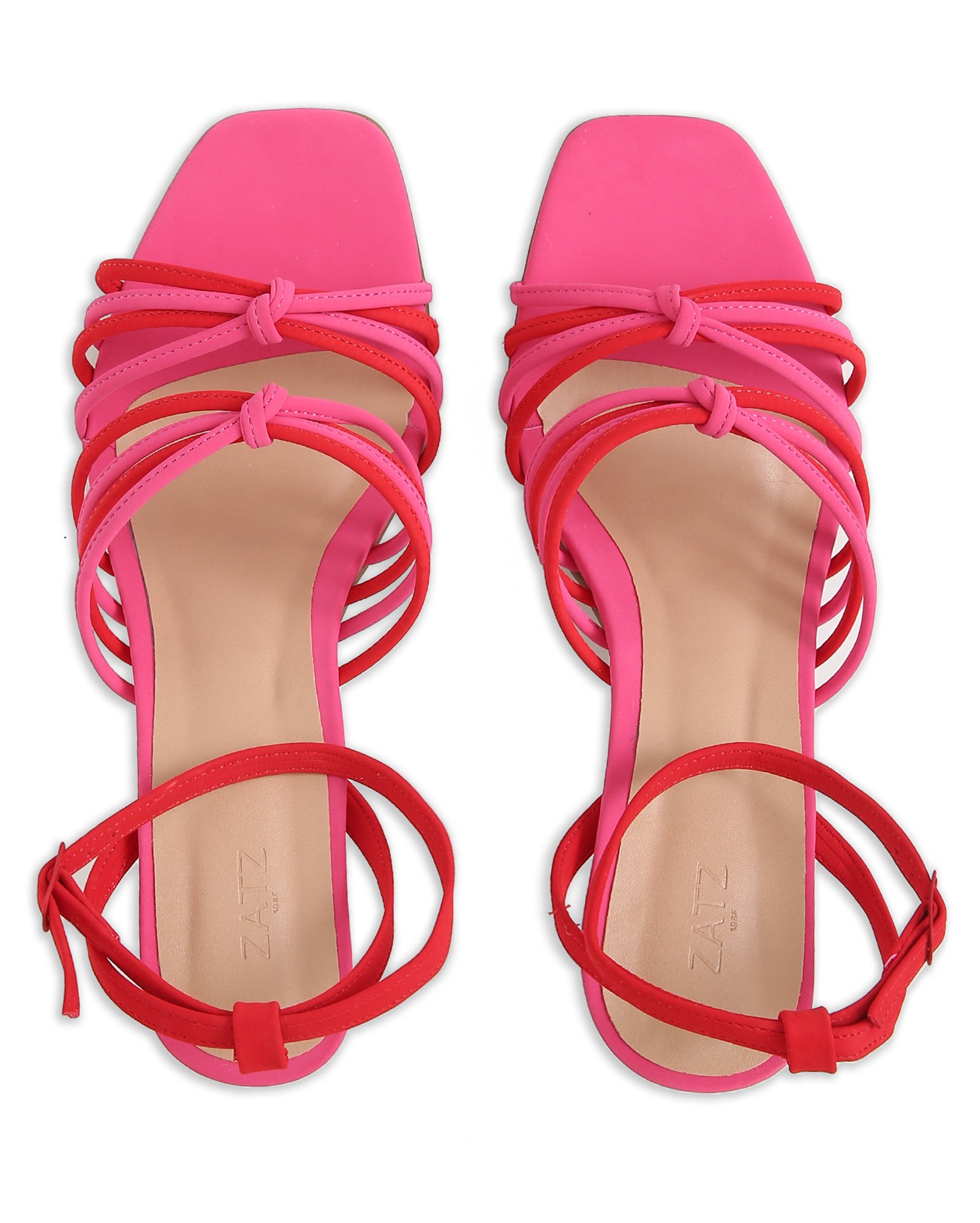 Riachuelo | Sandália Salto Fino Ankle Strap Nobuck Zatz - Rosa/Vermelho