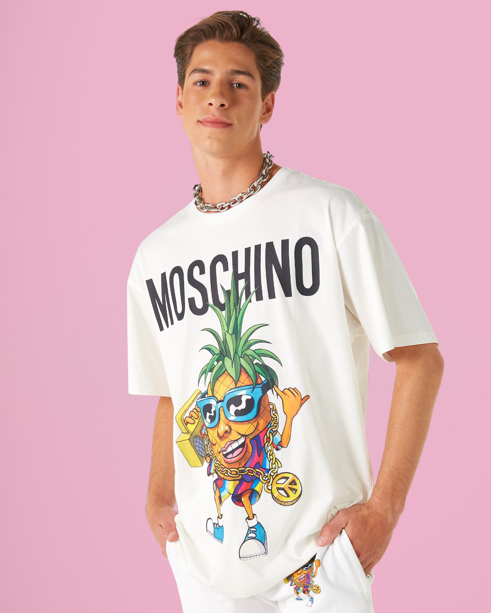 Riachuelo | Camiseta Masculina Manga Curta Algodão Abacaxi Branco