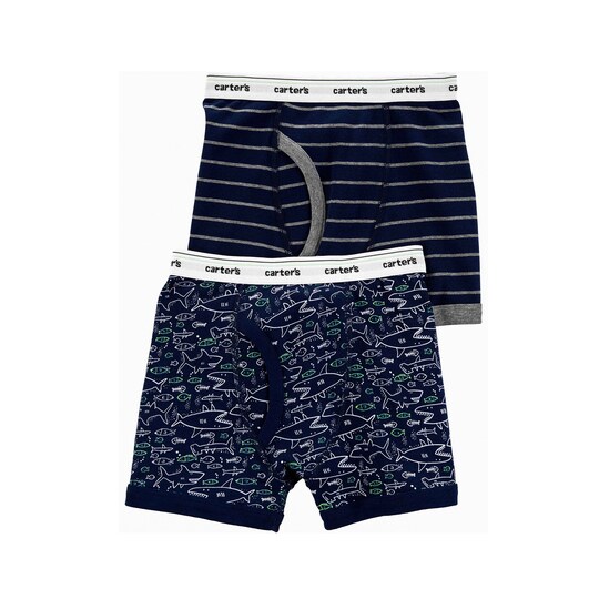 Kit Cueca Boxer 2 Peças Tubarão Carter's - Azul Marinho