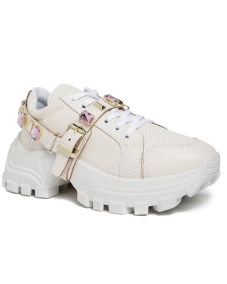 Tênis Casual Tenis Zatz Chunky Branco Amento Zatz Chunky Sneakers