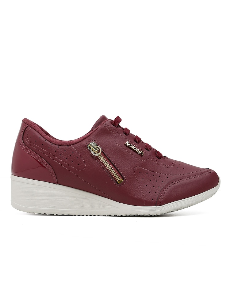 Riachuelo Tênis Casual Plataforma Zíper Kolosh Vermelho Escuro