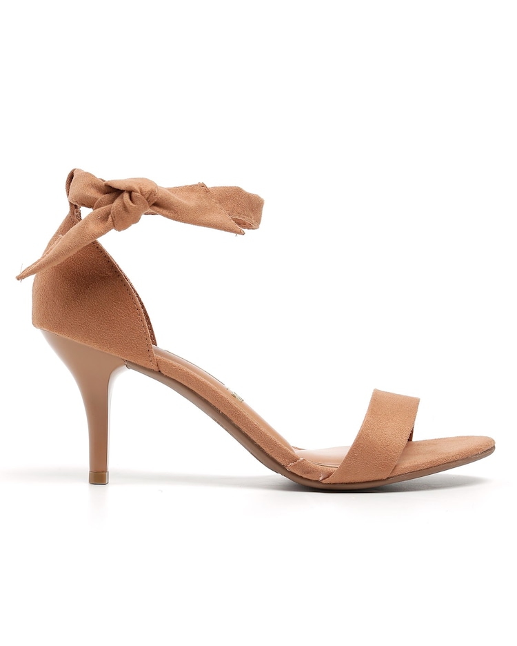 Riachuelo Sandália Salto Fino Ankle Strap Laço Nobuck Vizzano