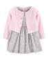 Kit Vestido Floral + Cardigan  Carter's - Rosa Claro/Cinza