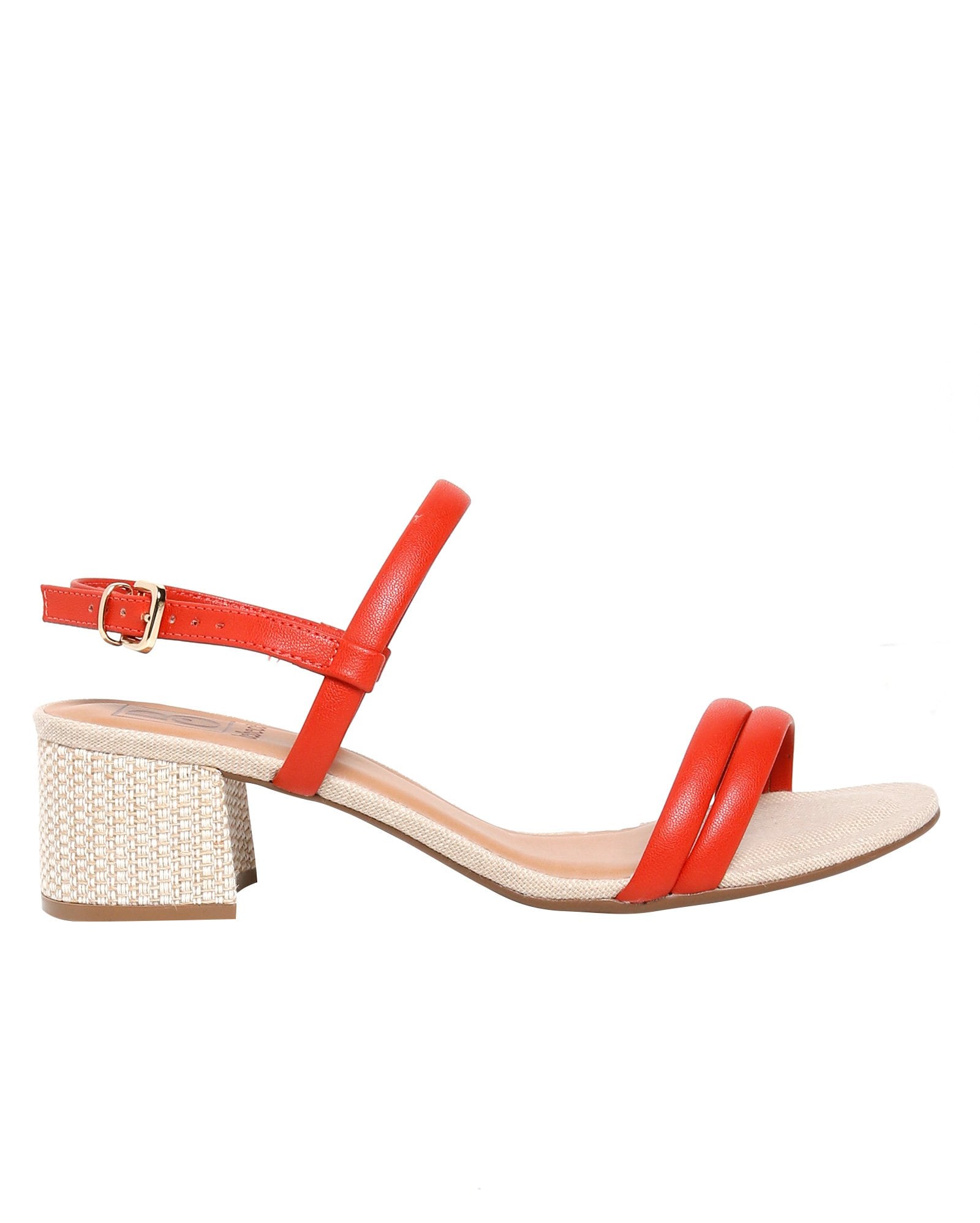 Riachuelo | Sandália Baixa Salto Grosso Tiras Bebecê - Laranja
