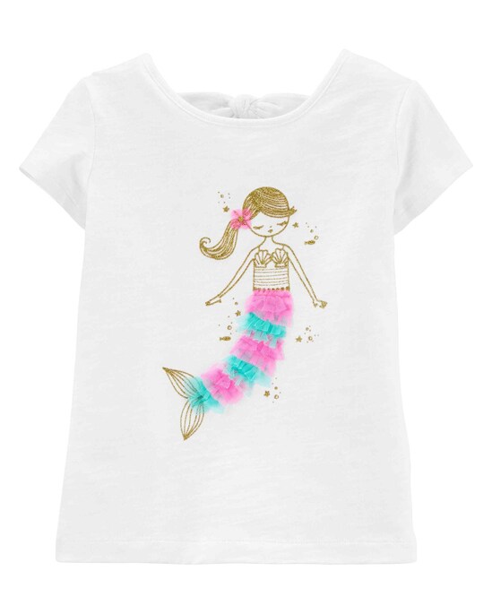 Blusa Manga Curta Carter´s Glitter Mermaid Interativa - Branco