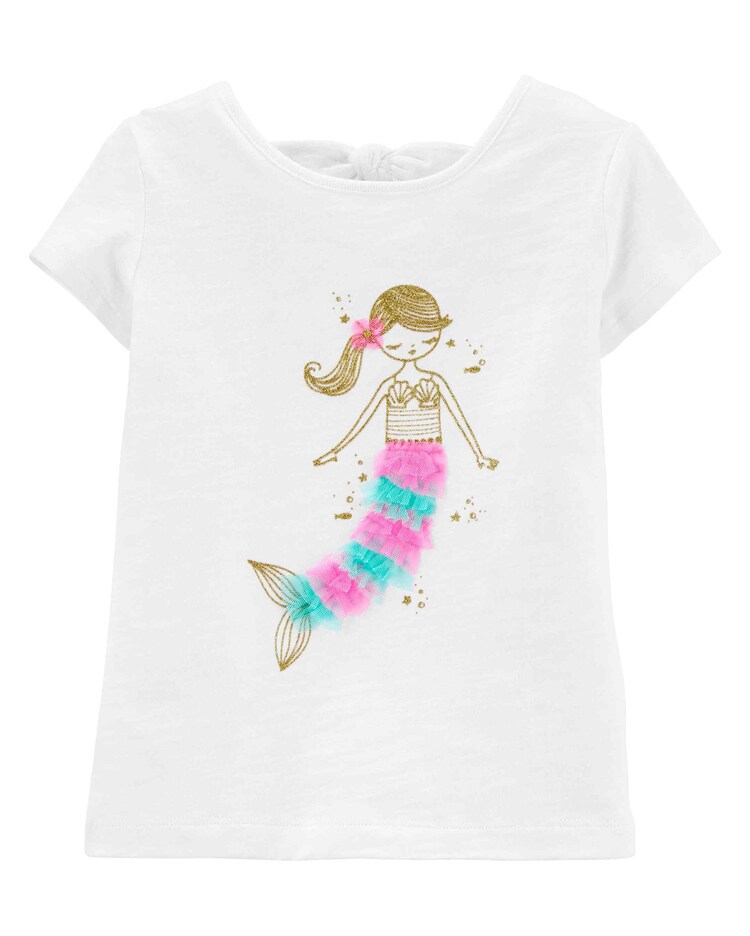 Blusa Manga Curta Carter´s Glitter Mermaid Interativa - Branco