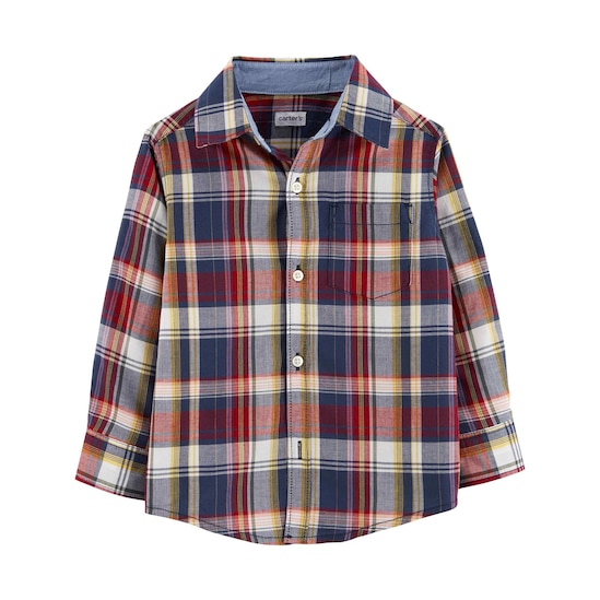 Camisa Xadrez Bolso Carter's - Azul/Vermelho