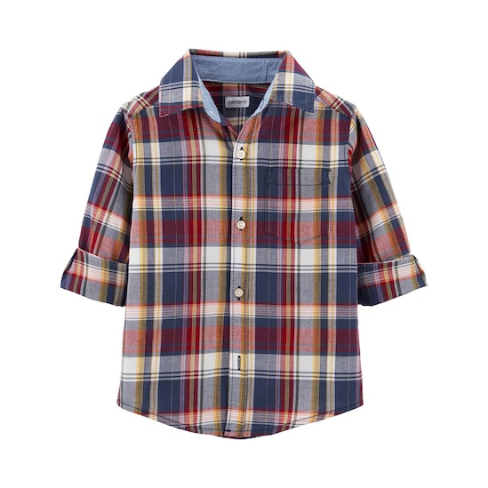 Camisa Xadrez Bolso Carter's - Azul/Vermelho