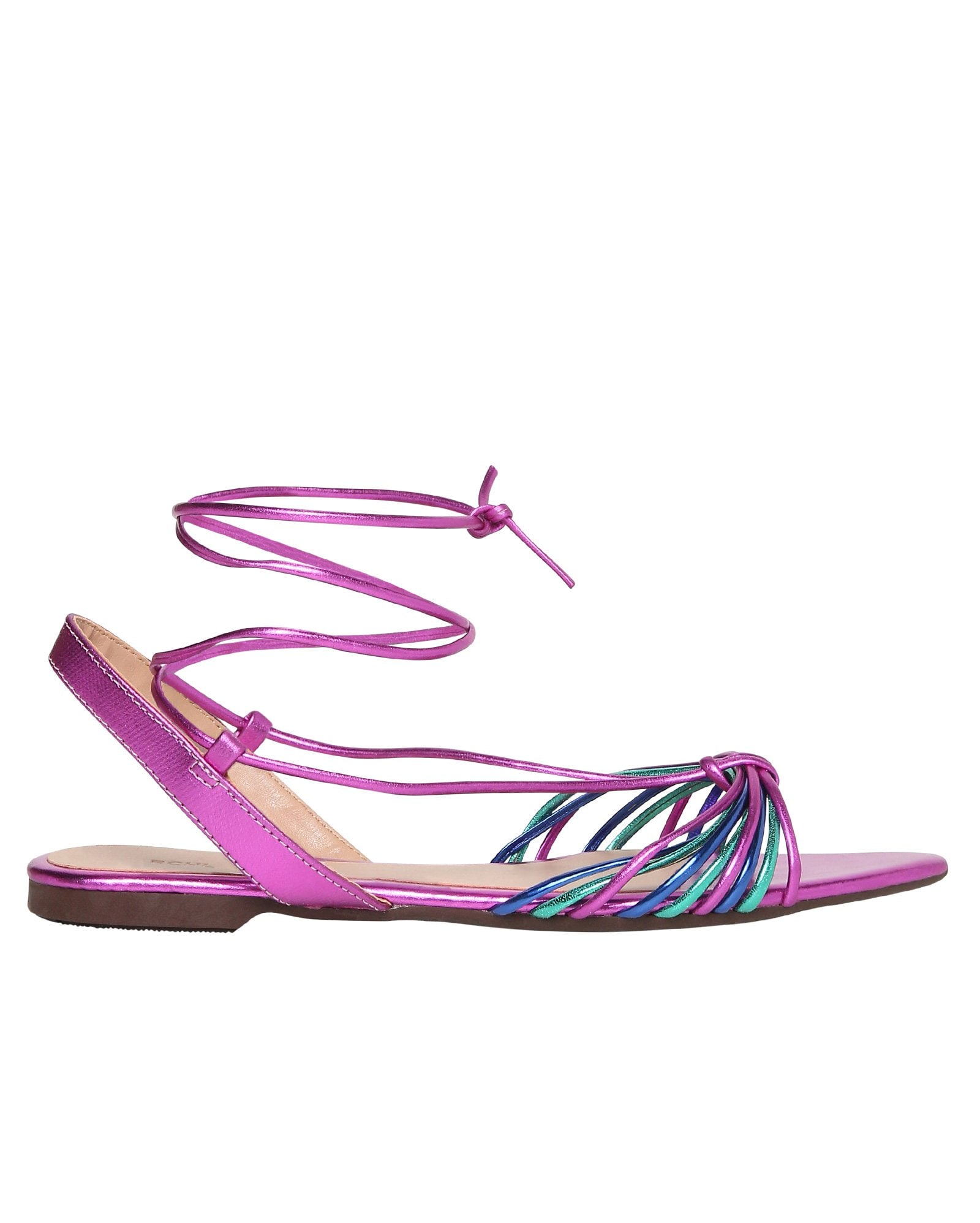 Riachuelo | Sandália Rasteira Metalizada Amarração RCHLO Shoes Rosa
