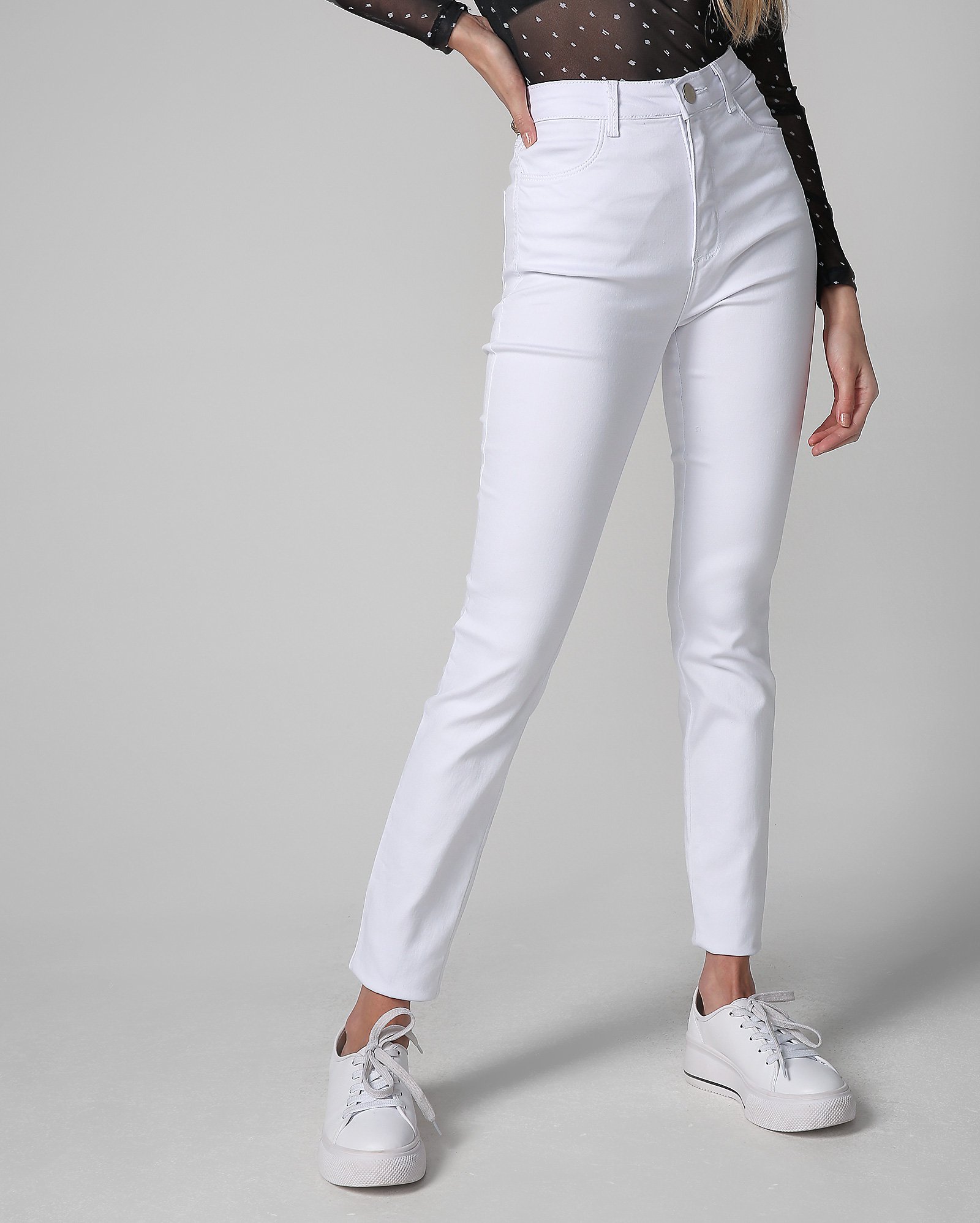 Calça jeans feminina skinny cintura alta branca | Pool Jeans
