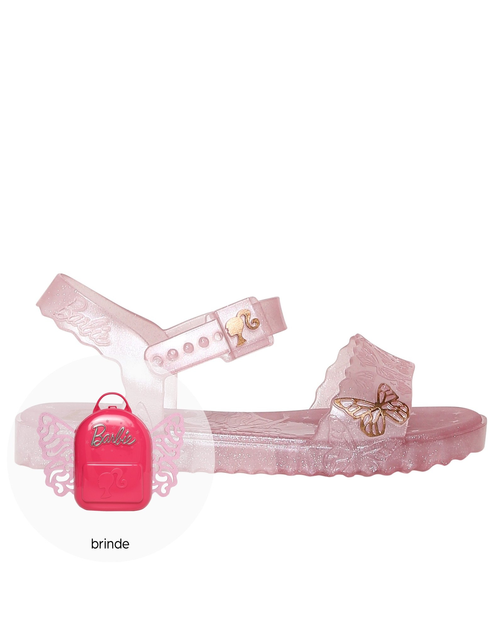 Riachuelo | Sandália Rasteira Infantil + Mochila Butterfly Barbie Grendene  Rosa