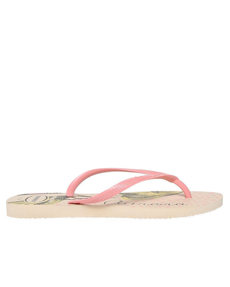 Riachuelo Chinelo Tiras Slim Princesa Aurora Havaianas Bege/Rosa