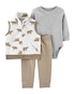 Conjunto 3 Peças Urso Carter's - Bege/Cinza/Branco