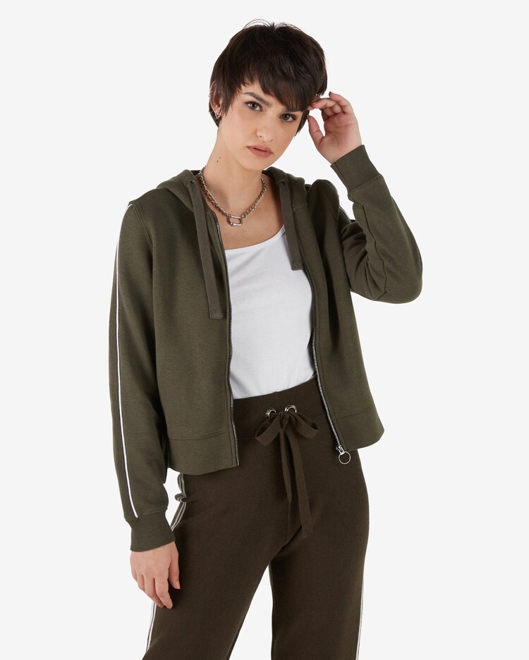 Riachuelo Blusa de Moletom Feminina Zíper Com Capuz Verde