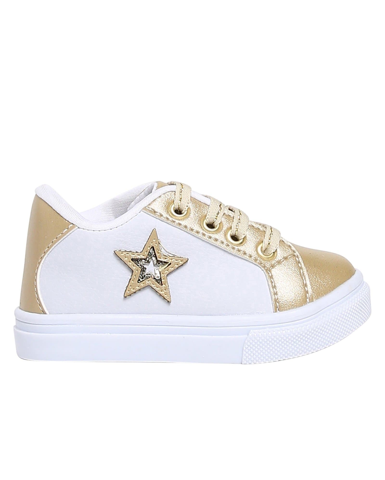 Riachuelo | Tênis Casual Infantil Metalizado Estrela RCHLO Kids -  Branco/Dourado