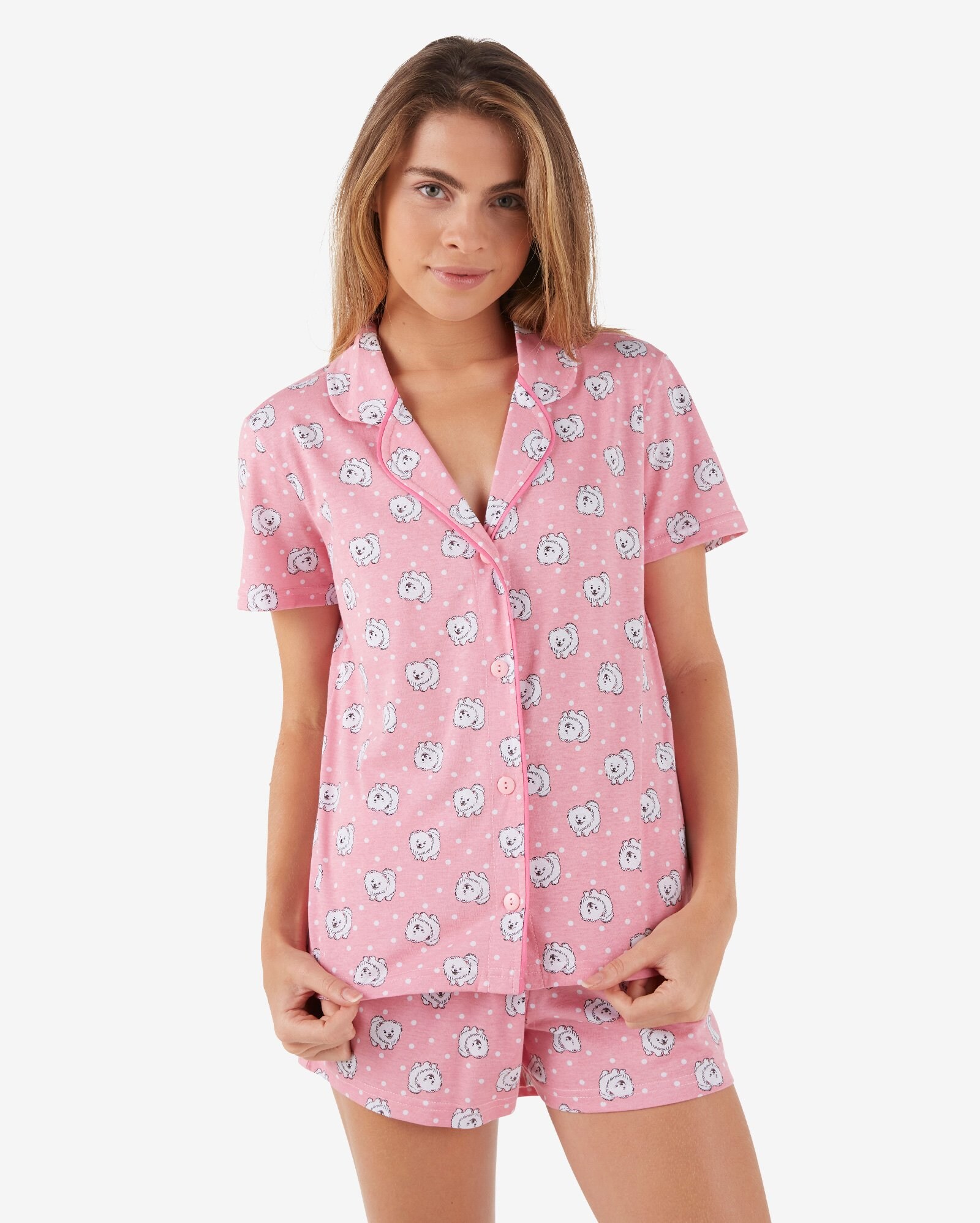 Pijama Feminino Curto Americano Adulto Botões Short Doll Meia Manga  BabyDoll Primavera/Verão Conforto em Promoção | Ofertas na Americanas