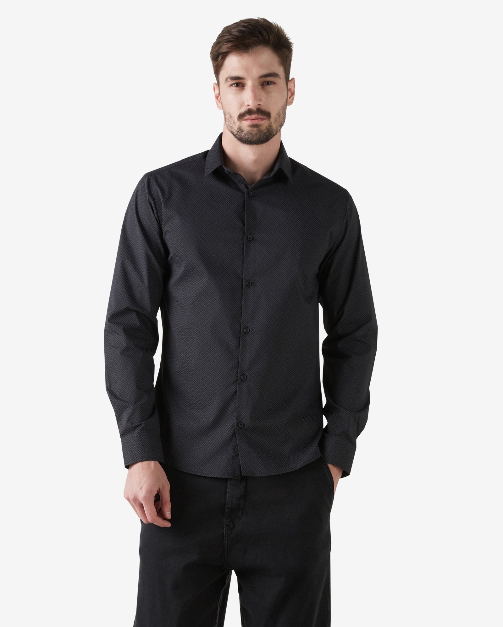camisa social masculina manga longa preta