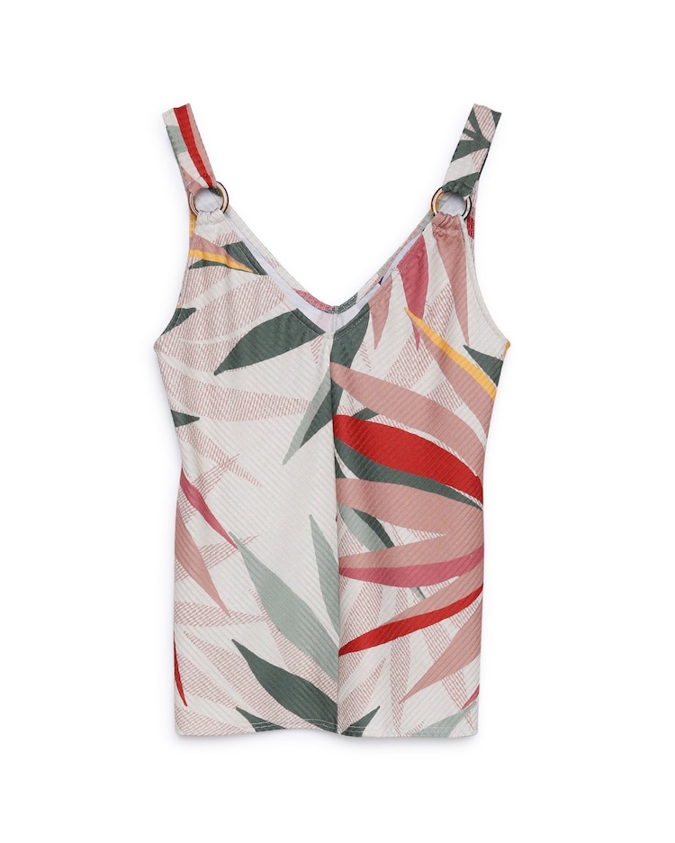 Riachuelo Regata Feminina Alça Argolas Tecido Floral Multicor AK