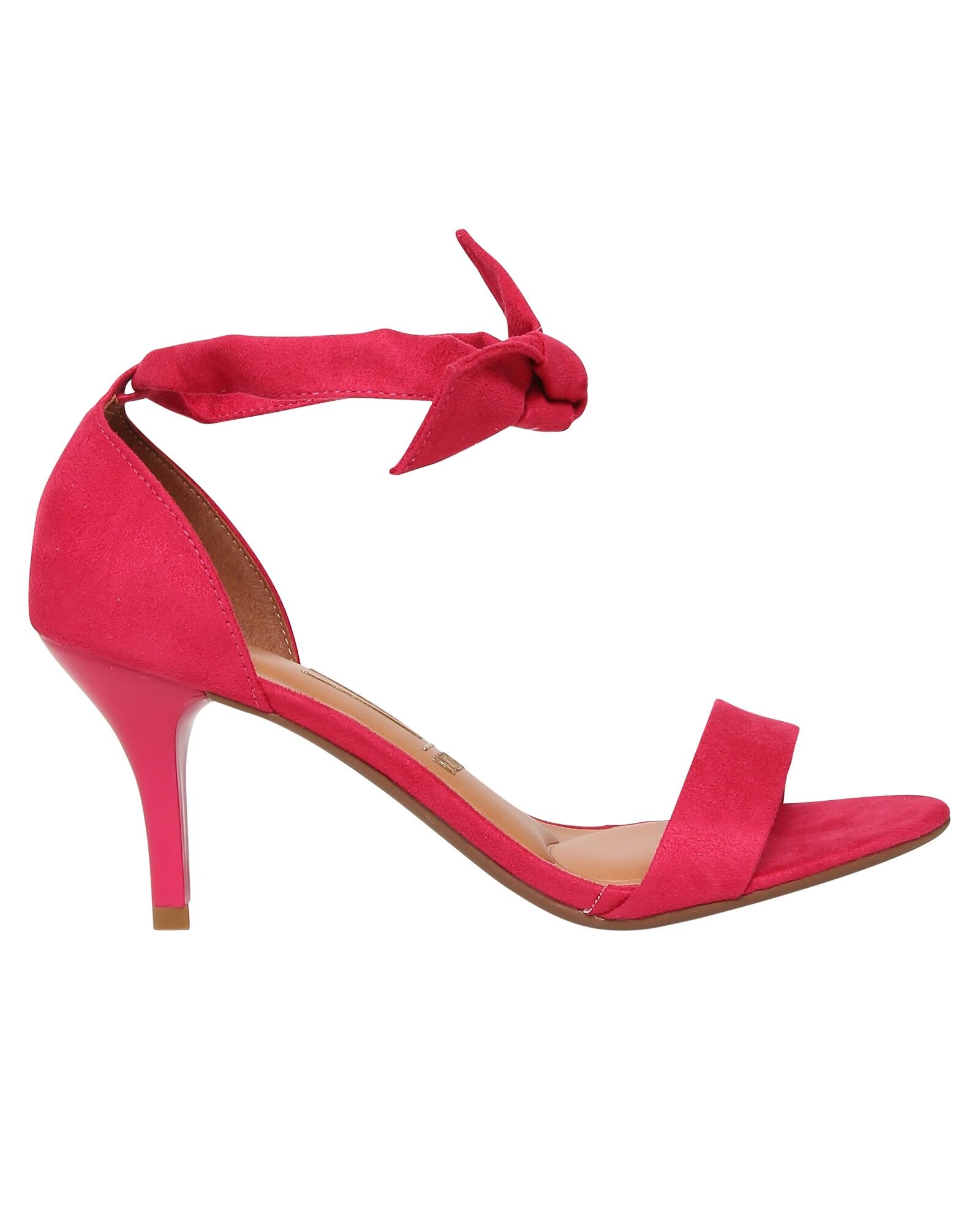 Riachuelo | Sandália Salto Fino Ankle Strap Nó Camurça Vizzano Rosa Cereja
