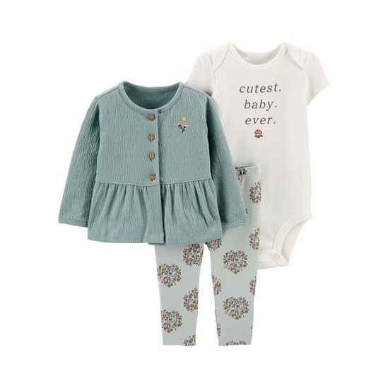 Conjunto Bebê 3 Peças Carter´s Cutest Baby Ever - Azul/Branco