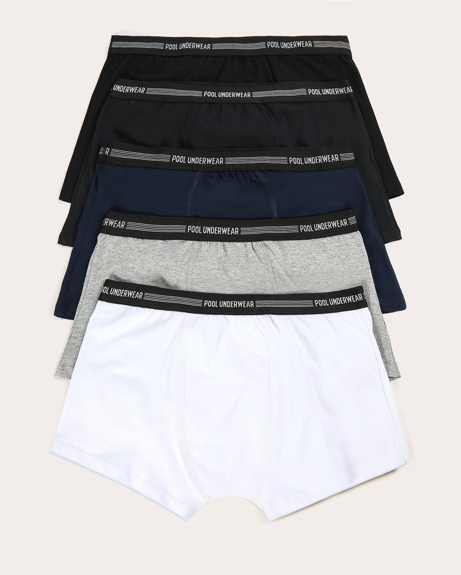 Kit cueca 5 peças boxer lisas - multicor
