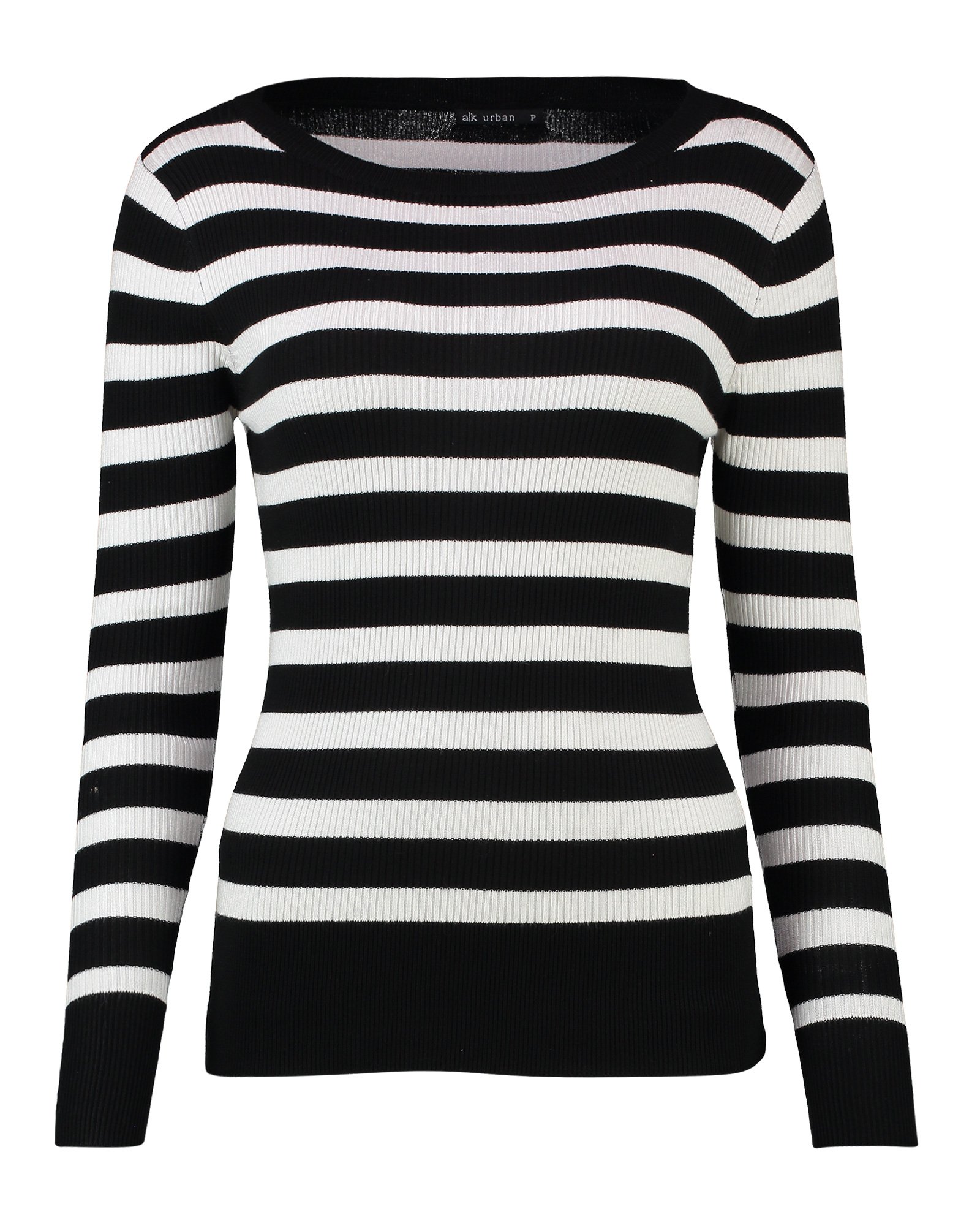 Riachuelo Suéter Feminino Tricot Listrado Preto AK by Riachuelo