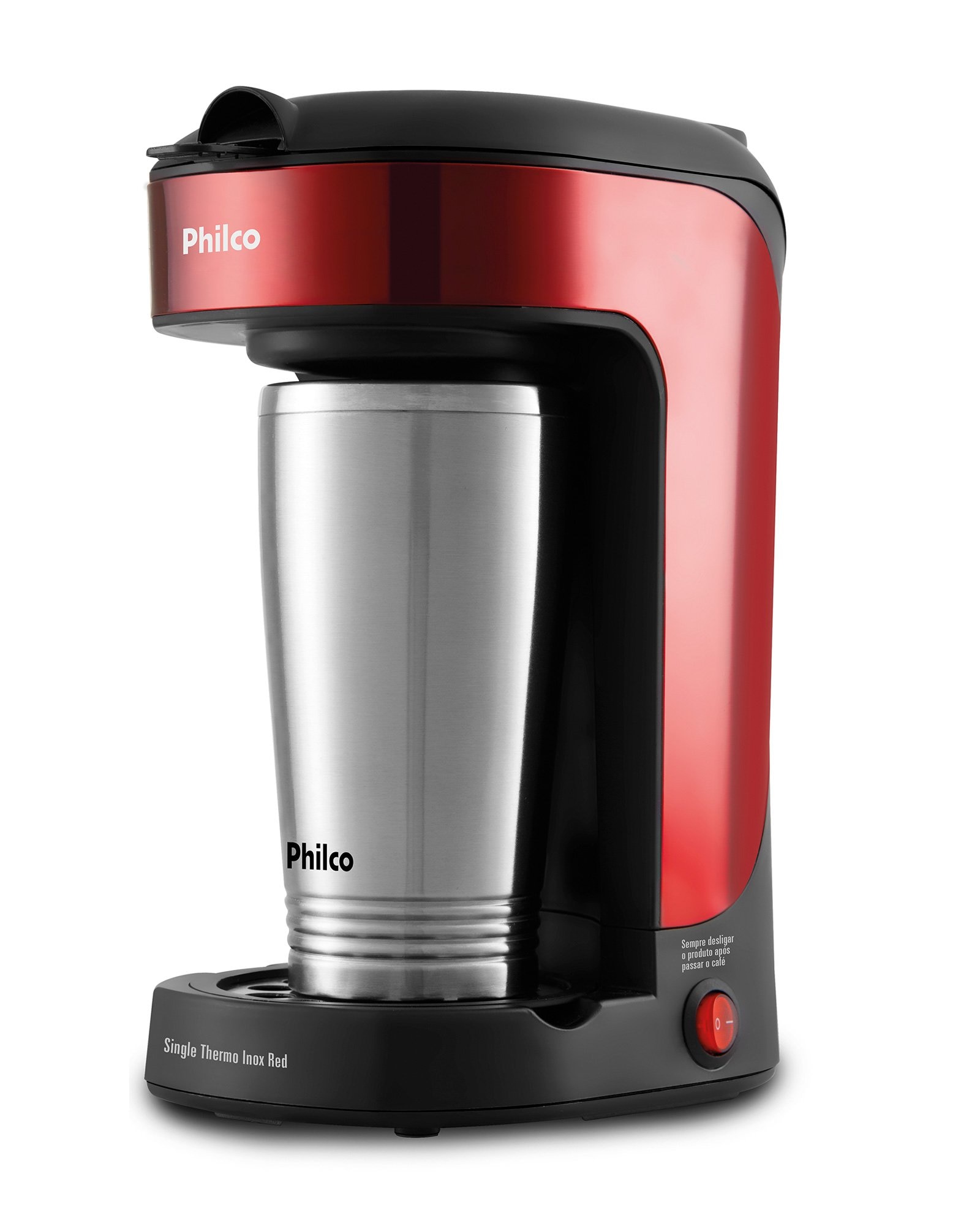 Cafeteira Single Philco Thermo Inox 450ml Vermelho